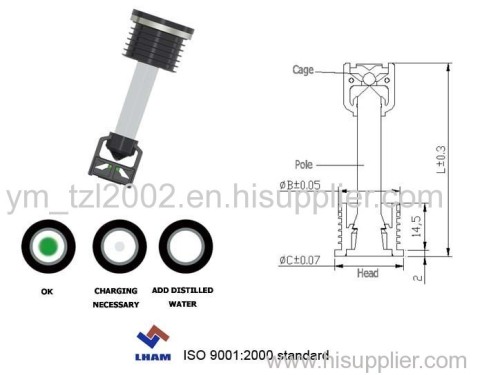 battery charge eye indicator for car battery with 2 balls