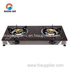 7mm Tempered Glass Panel Double Burner Desk Top Gas Stove