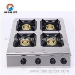 Four Burners Stainless Steel Desktop Blue Fire Gas Cooker