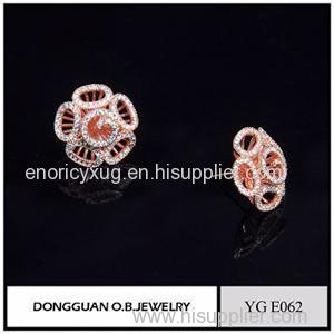 Wholesale 925 Silver Earring Rose Gold Plated Artificial Flower Jewelry Earrings For Ladies