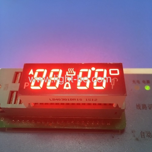 Super red 4 digit 0.38" common anode 7 segment led digital oven timer display with operating temperature +120C