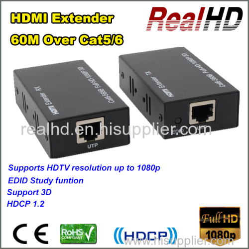 best seller for aliexpress/ ebay /amazon 60m by cat5e-6 HDMI 1.3 ethernet Extender over tcp/ip
