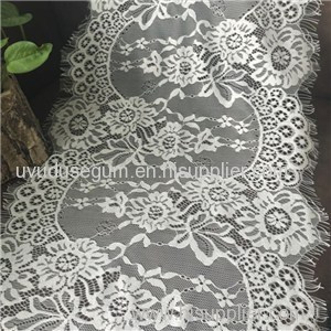 Nylon Eyelash Lace Trims Chantilly Eyelash Lace in white cotton galloon ribbon and lace scalloped trimmings trim (E0010)