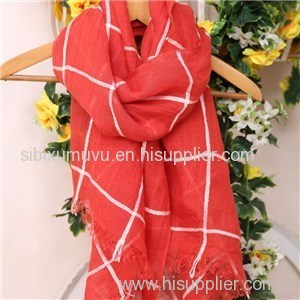 Wholesale Grid Design Woven 100% Linen Scarves