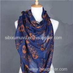 Custom Design Polyester Voile Scarves Skull Printed