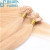 Free Shipping Factory Directly Wholesale Virgin Russian Remy Straight Blond Color Flat Tip Hair Extension