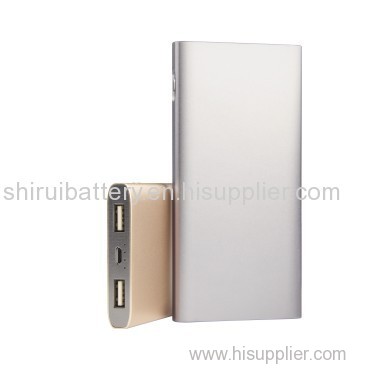 Cheap 7500mAh Li polymer metal slim power bank charger with dual USB outputs