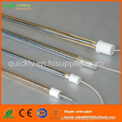Quartz infrared heating lamps with gold coating