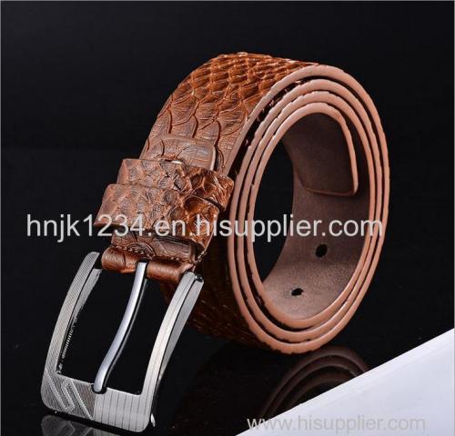 pin buckle belt with python lines