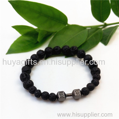 Hot Sale Men Dumbbell Bead Bracelet for Gym Club Promotion