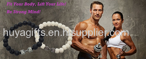 Hot Sale Men Dumbbell Bead Bracelet for Gym Club Promotion