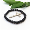 Custom Made Zinc Alloy Man Cross Bracelet with Bead