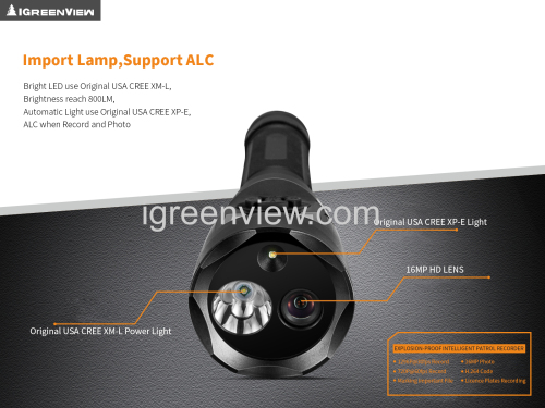 16megapixels LED flashlight camera DVR support WIFI / GPS /IP65