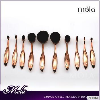 Hot sale rose gold metal handler Toothbrush Shaped Foundation Power Makeup Oval