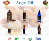 100% Bio certified Organic Argan oil in glass bottle with dropper 