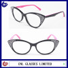 Women cat eye eyewear acetate optical frame glasses newest trendy optical frames with crystal