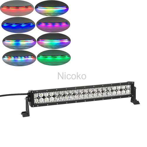 20inch white color 6500k 120w car lights 12 volt led light bar RGB Chasing HALO