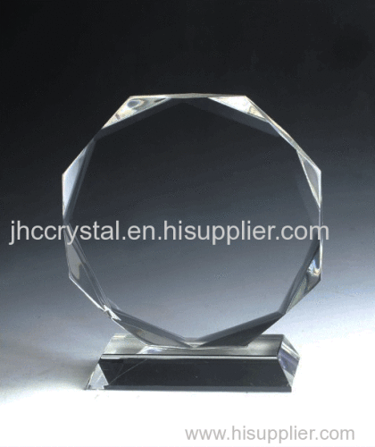 octangle logo engraved crystal glass award for souvenir