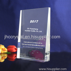 beveled high quality K9 crystal shiled crystal glass award medel