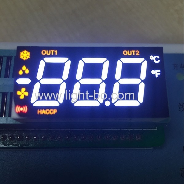 Custom ultra blue 3 1/2 digit led 7 segment display for refrigeration indicator