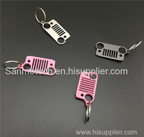 Creative Style Colorful Stainless Steel Grill Key Chain KeyChain KeyRing for CJ JK TJ YJ XJ Black Silver Pink n