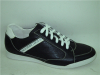 Black leather lace mens sports shoes