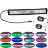 120W 22&quot; Curved Led Truck&Tractor light bar +2x flushmount Pods with Chaser RGB halo