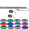 288w straight 42&quot;Led COMBO beam light bar Chaser RGB halo +2x flushmount Pods for truck
