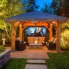 modern style outdoor garden wooden pavillion