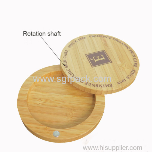 Wood rotating powder case magnetic buckle cap