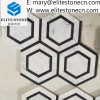 Hexagon white mosaic mixed black marble tile for kitchen backsplash