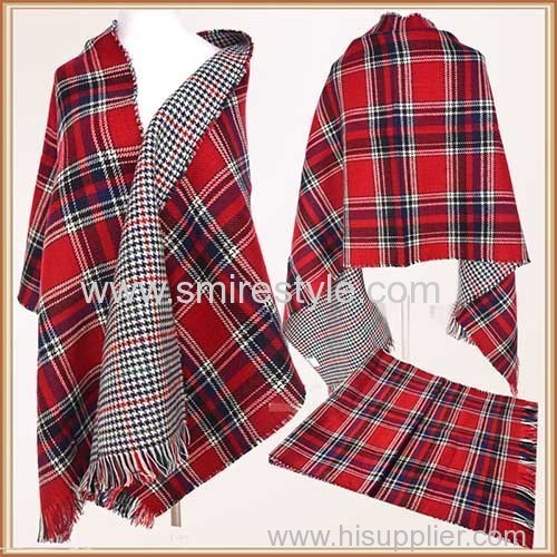 Oversized Thick Winter Swallow Gird Pattern Double Sided Acrylic Shawl Made in China