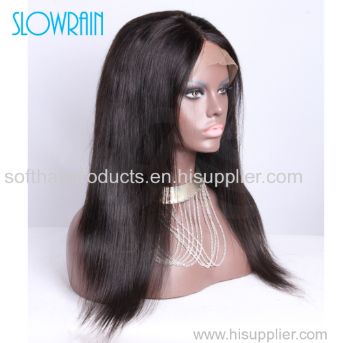 Silk top straight full lace human hair wig natural straight silk base full lace wigs for fashion women 130% density