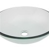 Tempered Clear Glass Bathroom Vessel Sinks Round Shape