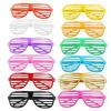 12 Pairs Of Plastic Shutter Glasses Shades Sunglasses Eyewear Party Props Neon Colors