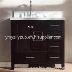 36 Inch Bathroom Vanity Espresso Solid Wood With Storage Drawers