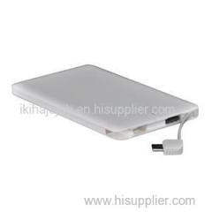 Ultra Slim 4000mah Polymer Credit Card Power Bank Charger With Cable And Iphone Connector