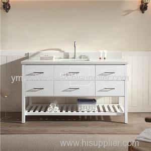 60 Inch White Wood Floor Single Bathroom Vanity Cabinets