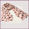 Large Size Elegent Pink 100% Modal Anmial Printed Scarf