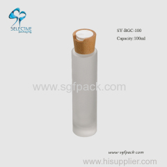 100ml frosted Glass bottle with bamboo press cap