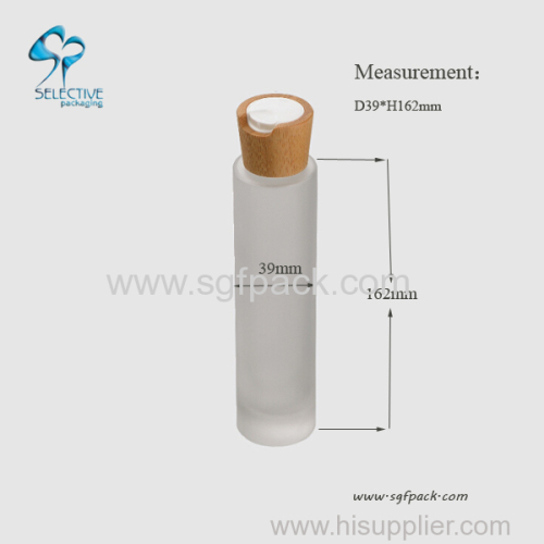 100ml frosted Glass bottle with bamboo press cap