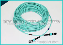 10 Foot MPO to MPO Fiber Optic Cable 8 Aqua Trunk OFNR Plenum Cable Polarity B