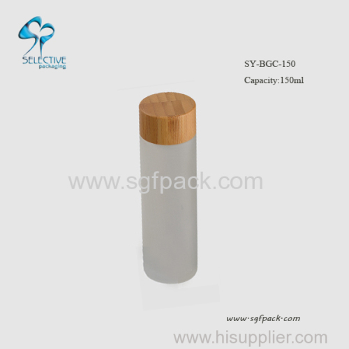 150ml matt glass lotion bottle with bamboo disc top