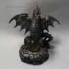 8 Inch Grey Resin Dragon Statue With Ball