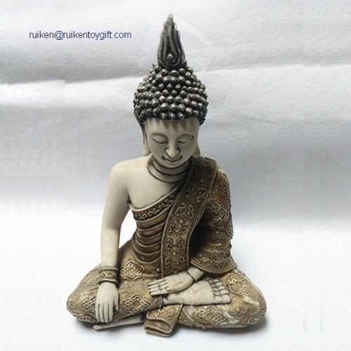 9 Inch Bronze Polystone Sitting Buddha Statue