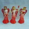 Set Of Three 12 Inch Red Resin Angel Figurine