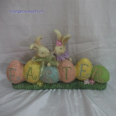 14 Inch Resin Egg Bunny Easter Tabletop Decoration
