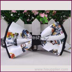 Funny Beautiful Export Custom Digital Printed Bow Tie Silk For Girl