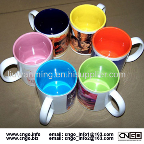 Scrub glass mug handle cup printing your LOGO from china