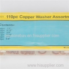 6Size 110PCS Copper Washer Kit Copper Washer Assortment High Qulality Copper Ring For Seal